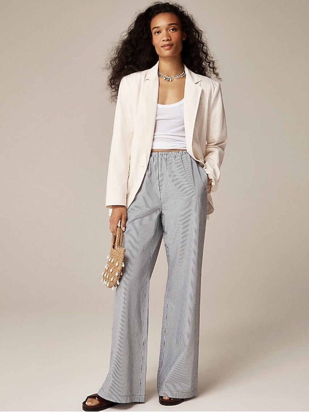 J crew striped Oxford cotton poplin cosmo pant size large petite